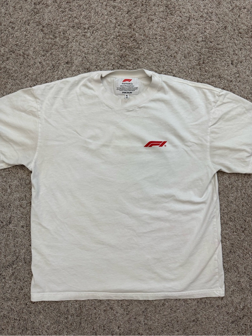 Official F1 Men’s White Crewneck T-Shirt with Red Logo